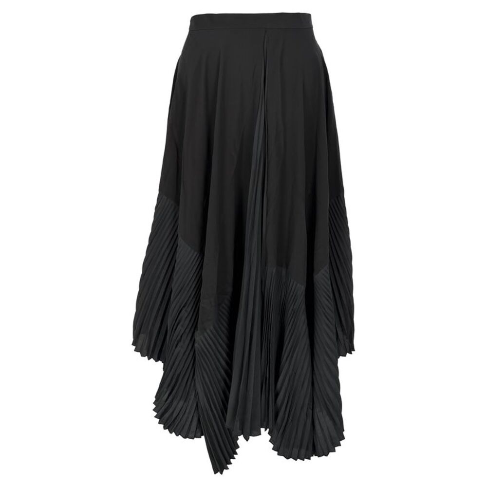 Stella McCartney Pleated Midi Length Skirt in Black Silk
